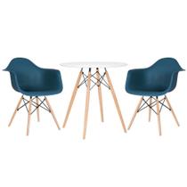 KIT - Mesa Eames 70 cm + 2 cadeiras Eiffel DAW com braços