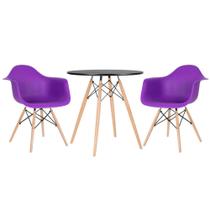 KIT - Mesa Eames 70 cm + 2 cadeiras Eiffel DAW com braços