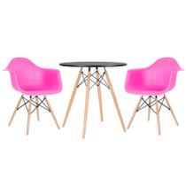 KIT - Mesa Eames 70 cm + 2 cadeiras Eiffel DAW com braços