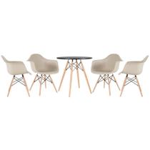 KIT - Mesa Eames 70 cm + 4 cadeiras Eiffel DAW com braços