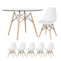 KIT - Mesa Eames com tampo de vidro 120 cm + 5 cadeiras Eiffel DSW