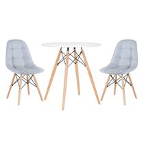 KIT - Mesa Eames Eiffel 70 cm + 2 cadeiras estofadas Botonê