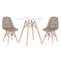 KIT - Mesa Eames Eiffel 70 cm + 2 cadeiras estofadas Botonê