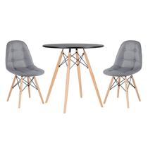 KIT - Mesa Eames Eiffel 70 cm + 2 cadeiras estofadas Botonê