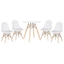 KIT - Mesa Eames Eiffel 70 cm + 4 cadeiras estofadas Botonê