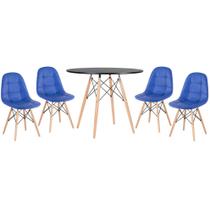 KIT - Mesa Eames Eiffel 90 cm + 4 cadeiras estofadas Botonê