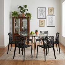 Kit Mesa Eames Vidro 110cm + 6 Cadeiras Gruvyer - Seat&Co Kit Mesa Eames Vidro 110cm + 6 Cadeiras Gruvyer - Seat&Co