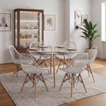 Kit Mesa Eames Vidro 110cm + 6 Cadeiras Kaila DSW - Seat&Co