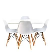 Kit Mesa Eiffel Branca Quadrada 80cm + 04 Cadeiras Eiffel.