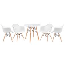 KIT - Mesa Eiffel Design pé palito 80 cm + 4 cadeiras Eames DAW