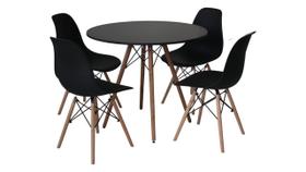 Kit Mesa Eiffel Preta 90cm com 04 Cadeiras Eiffel Pretas