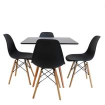 Kit Mesa Eiffel Preta Quadrada 80cm + 04 Cadeiras Eiffel