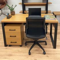 Kit Mesa Escrivaninha 1,35m + Gaveteiro + Cadeira Escritório
