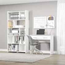 Kit Mesa Escrivaninha com Estante Nicho Home Office MDP Branco Kit Mesa Escrivaninha com Estante Nicho Home Office MDP Branco
