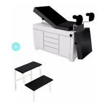 Kit Mesa Ginecológica em MDF, possui 2 portas e 4 gavetas.+ Escada Kit Mesa Ginecológica em MDF, possui 2 portas e 4 gavetas.+ Escada