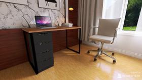 Kit Mesa Industrial Gaveteiro 04 Gavetas C Mais Modernidade Na Cor Preto Ajl 105977 - Estilo e Funcionalidade para Seu Espaço AJLstore
