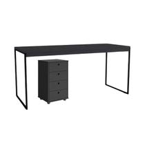 Kit Mesa Industrial Pé de Ferro Trabalho ou Estudos + Gaveteiro Classic Multiuso 4 Gavetas - JM3 Móveis