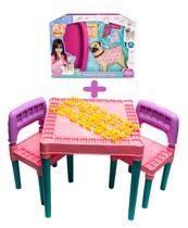 Kit Mesa Infantil 2 Cadeiras Com Pet Shop Cachorro Brinquedo - Tritec e Adijomar