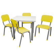 Kit Mesa Infantil 4 Cadeiras Reforçada LG flex Amarela - LG Flex Cadeiras