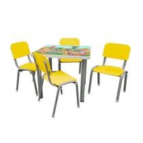 Kit Mesa Infantil 4 Cadeiras Reforçada LG flex Amarela - Lg Flex Cadeiras