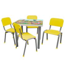 Kit Mesa Infantil 4 Cadeiras Reforçada LG flex Amarela