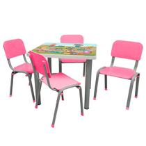Kit Mesa Infantil 4 Cadeiras Reforçada LG flex Rosa