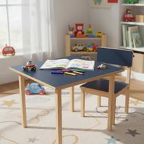Kit Mesa Infantil Com 1 Cadeira Azul Estudo Atividade e brincadeira
