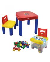 Kit mesa infantil com 2 cadeiras e 50 blocos de montar simotoys Kit mesa infantil com 2 cadeiras e 50 blocos de montar simotoys