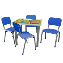 Kit Mesa Infantil com 4 Cadeiras Reforçada LG flex Azul