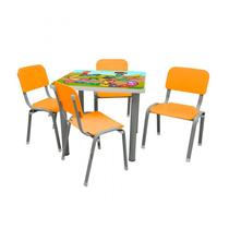 Kit Mesa Infantil com 4 Cadeiras Reforçada LG flex Laranja