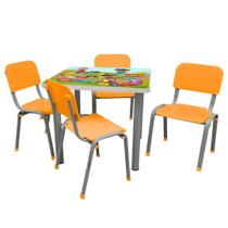 Kit Mesa Infantil com 4 Cadeiras Reforçada LG flex Laranja