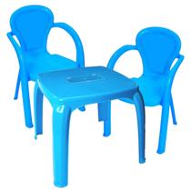 Kit Mesa Infantil Com Estojo Azul + 2 Cadeiras Usual