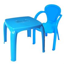 Kit Mesa Infantil Com Estojo E Cadeira Infantil Azul Usual