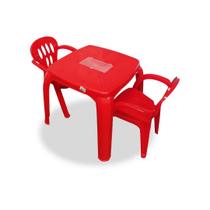 Kit mesa infantil com estojo vermelha + 2 cadeiras usual