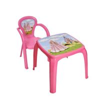 Kit mesa infantil decorada princesa + 1 cadeira princesa usual
