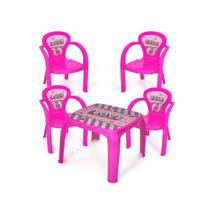 Kit mesa infantil meninas decorada love + 4 cadeiras love usual