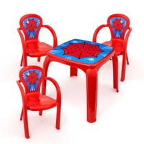 Kit mesa infantil meninos decorada homem teia + 3 cadeiras teia usual