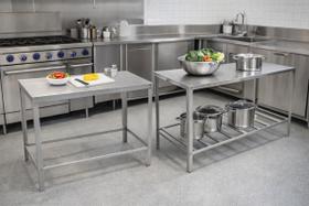 Kit Mesa Inox 304 Simples 100cm e Mesa Paneleira 90cm Industrial
