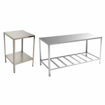 Kit Mesa Inox Industrial 40x40 e 90cm Cozinha Profissional