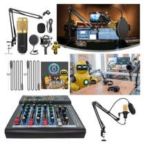 Kit Mesa interface USB Bluetooth Com 2 Microfones Condensador Para Radio Web Podcast - Lelong Pro