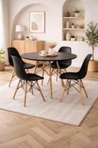 Kit Mesa Jantar Cozinha Design Eames 90cm 4 Cadeiras Eiffel Preta
