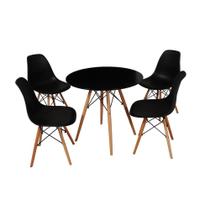 Kit Mesa Jantar Eames Eiffel 90cm + 4 Cadeiras Eames Eiffel - Preta