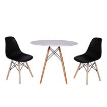 Kit Mesa Jantar Eiffel 100cm Branca + 02 Cadeiras Charles Eames - Preta