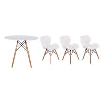 Kit Mesa Jantar Eiffel 100cm Branca + 03 Cadeiras Slim - Branca