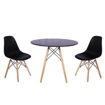 Kit Mesa Jantar Eiffel 100cm Preta + 02 Cadeiras Charles Eames - Preta