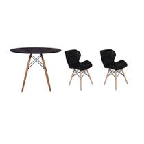 Kit Mesa Jantar Eiffel 100cm Preta + 02 Cadeiras Slim - Preta