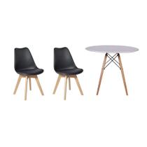 Kit Mesa Jantar Eiffel 120cm Branca + 02 Cadeiras Leda - Preta