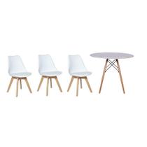 Kit Mesa Jantar Eiffel 120cm Branca + 03 Cadeiras Leda - Branca