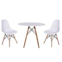 kit Mesa Jantar Eiffel 120cm Branca + 2 Cadeiras Charles Eames - Branca