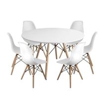 Kit Mesa Jantar Eiffel 120cm Branca + 6 Cadeiras Charles Eames - Branca - Império Brazil Business